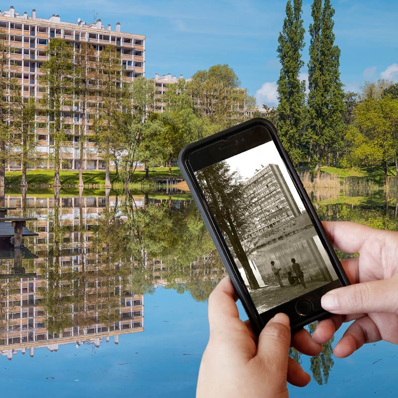 Photomontage : le quartier de l'Aubépin à Chalon-sur-Saône (Saône-et-Loire), hier et aujourd'hui.